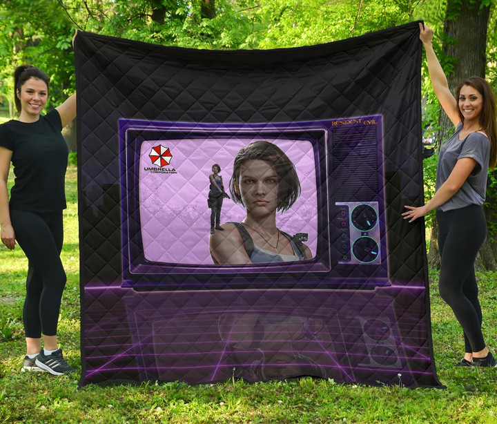 Resident Evil Game Premium Quilt - Jill Valentine Appear On TV Quilt Blanket