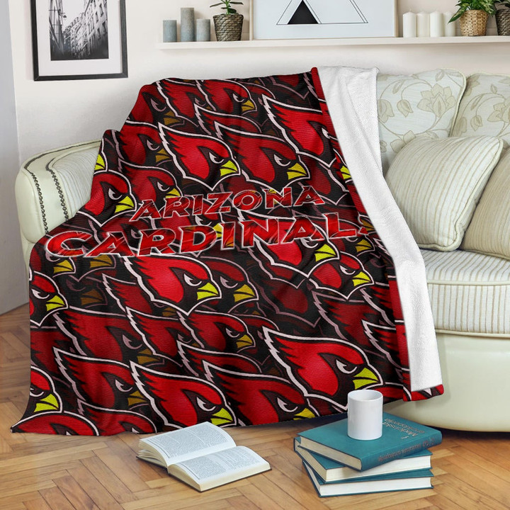 American Football Team Fleece Blanket - Arizona Cardinals Bird Head Doodle Fleece Blankets