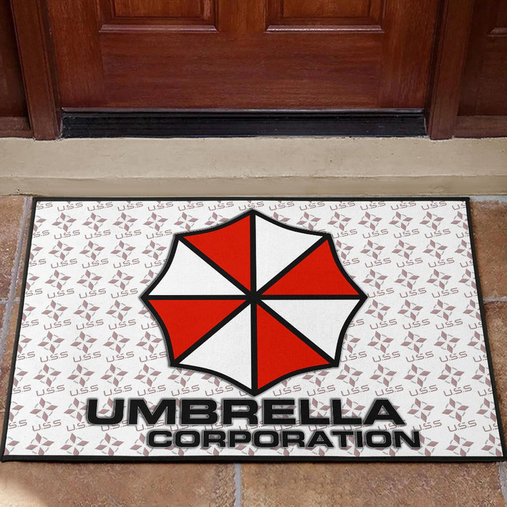 Resident Evil Game Door Mat - Umbrella Corp Symbol USS White And Red Door Mat Home Decor