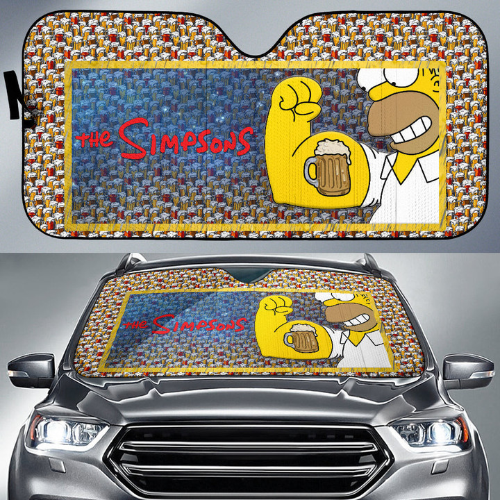Homer The Simpsons Car Sun Shade Cartoon Car Accessories Custom For Fans NT053008