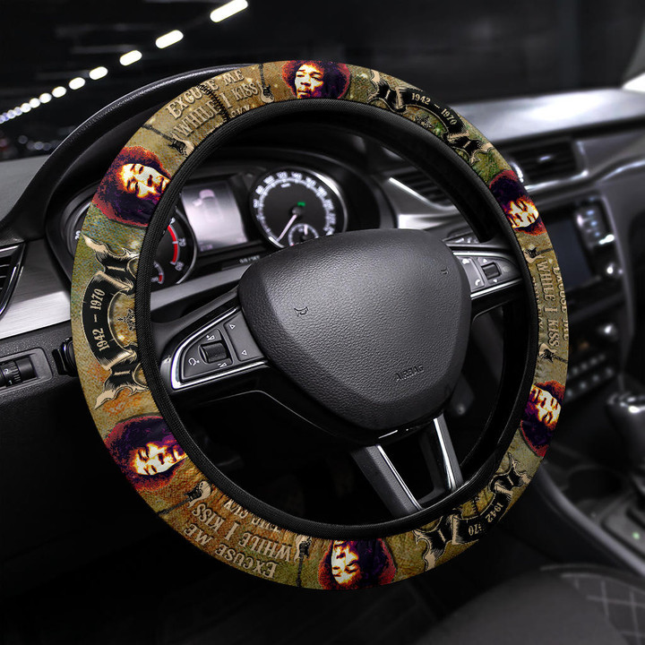 Jimi Hendrix Steering Wheel Cover Singer Car Accessories Custom For Fans AT22062301