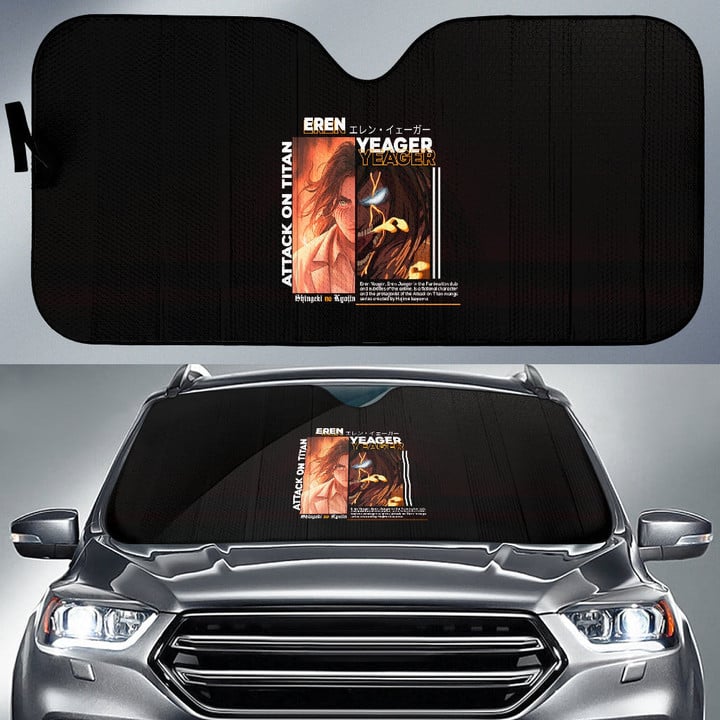 Eren Yeager Attack On Titan Car Sun Shade Anime Car Accessories Custom For Fans AA22071502