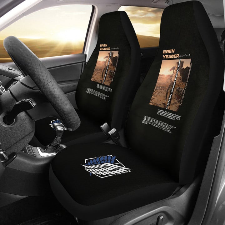 Eren Yeager Attack On Titan Car Seat Covers Anime Car Accessories Custom For Fans AA22071504