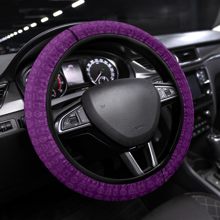 Omega Psi Phi Steering Wheel Cover Fraternity Car Accessories Custom For Fans AT22081103