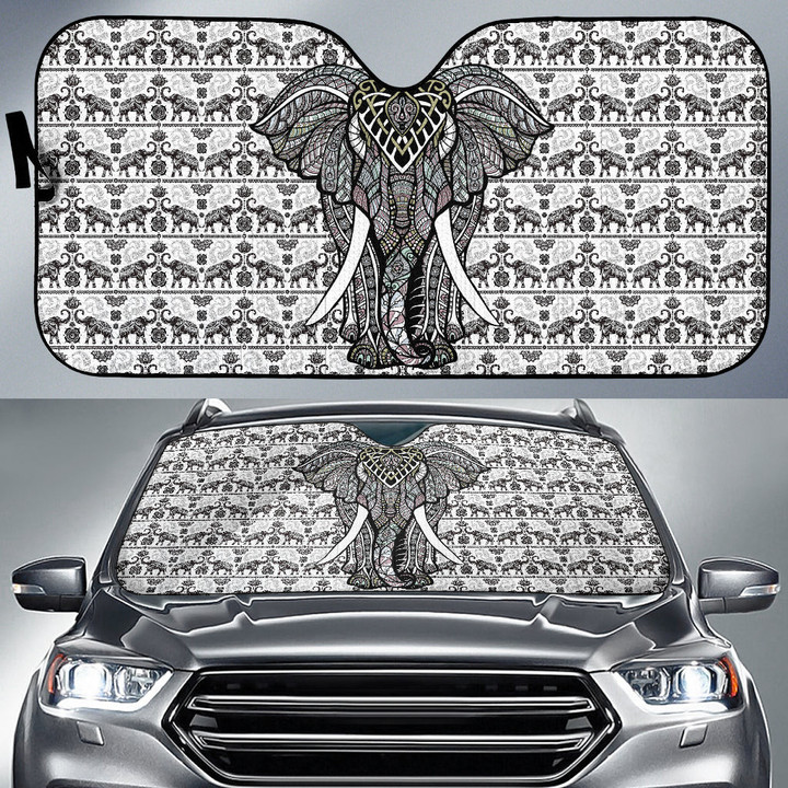 Elephant Artwork Car Sun Shade Mandala Car Accessories Custom For Fans AA22081104