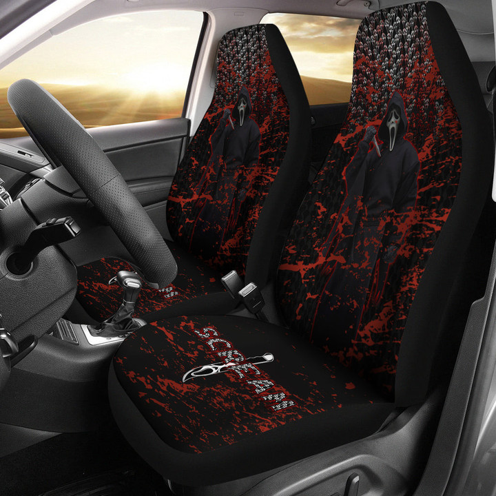 Ghostface Scream Car Seat Covers Horror Movie Car Accessories Custom For Fans AA22081503