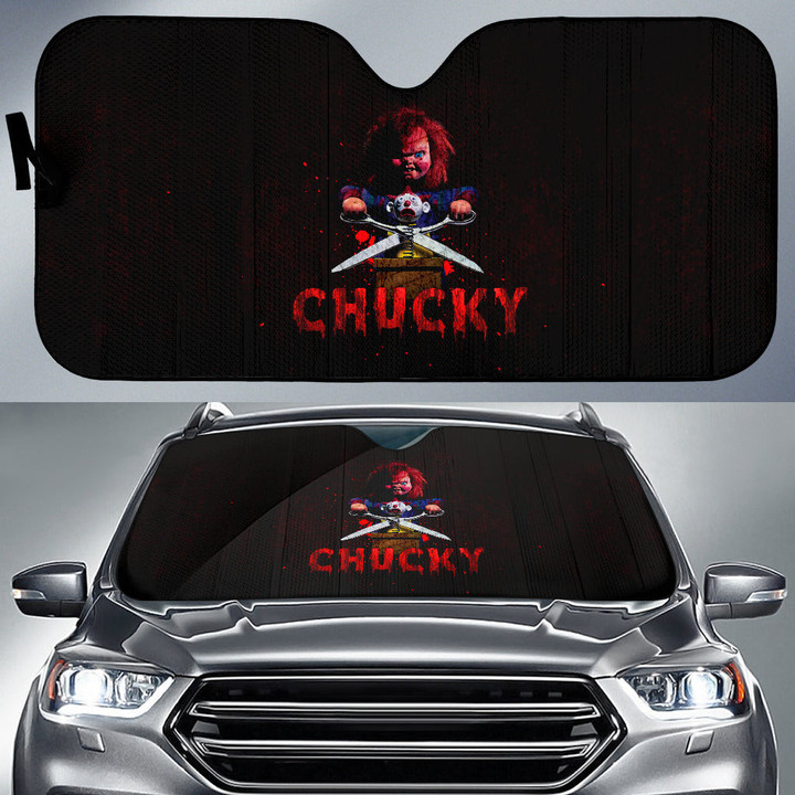 Chucky Doll Car Sun Shade Horror Movie Car Accessories Custom For Fans AA22081902