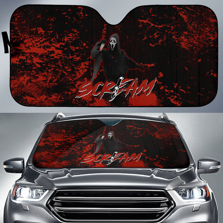 Ghostface Scream Car Sun Shade Horror Movie Car Accessories Custom For Fans AA22081504