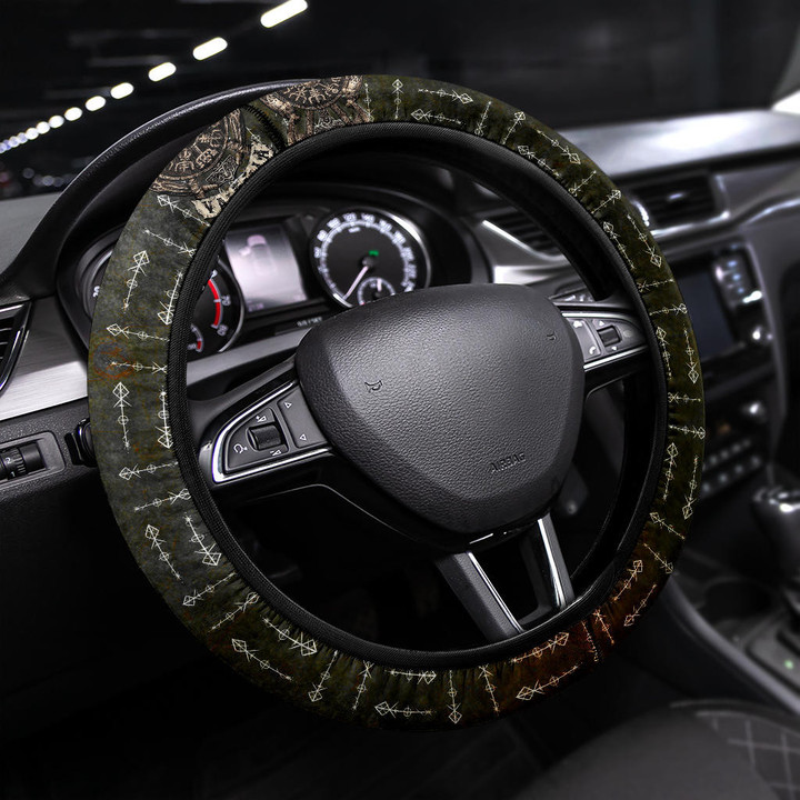 Abstract Viking Steering Wheel Cover Viking Car Accessories Custom For Fans AT22082503