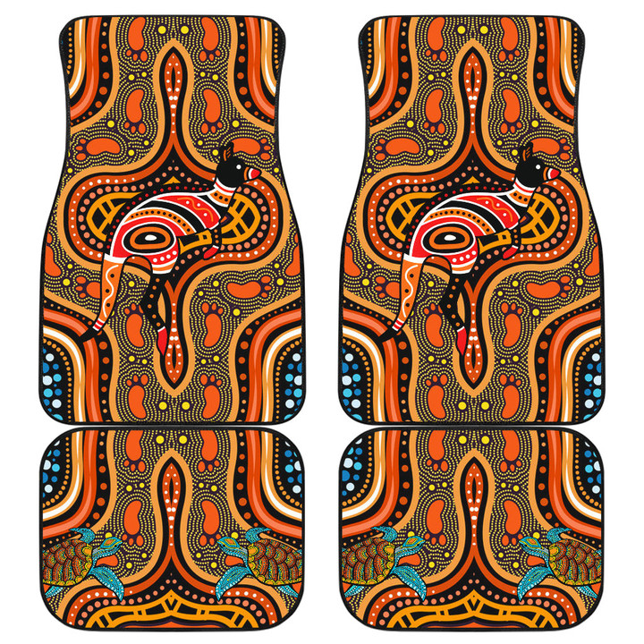 Abstract Kangaroo Car Floor Mats Aboriginal Australia Car Accessories Custom For Fans AA22082301