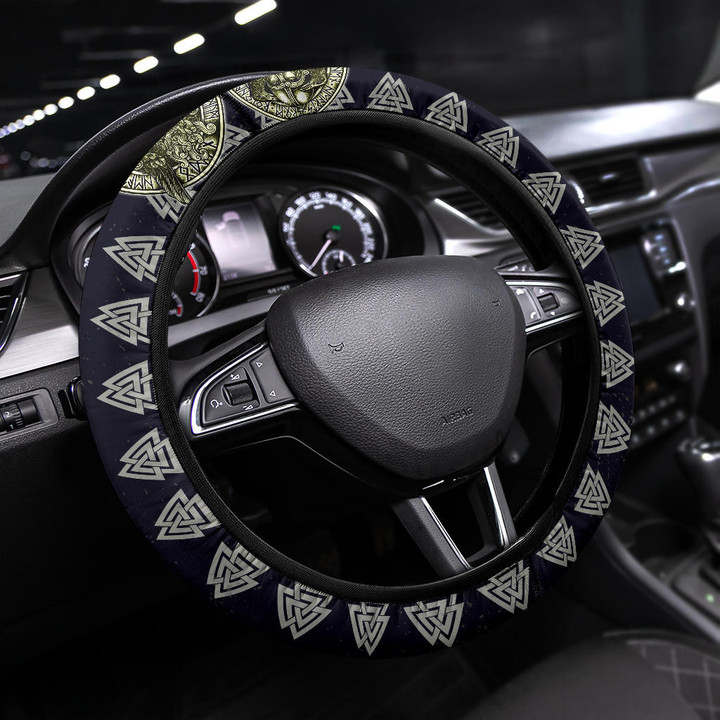 Abstract Viking Steering Wheel Cover Viking Car Accessories Custom For Fans AT22082501