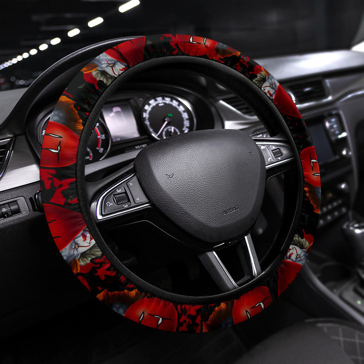 Pennywise IT Steering Wheel Cover Horror Movie Car Accessories Custom For Fans AA22082401