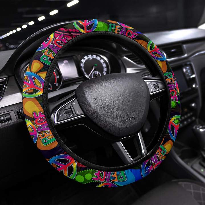 Peace Symbol Steering Wheel Cover Hippie Art Car Accessories Custom For Fans AT22082903