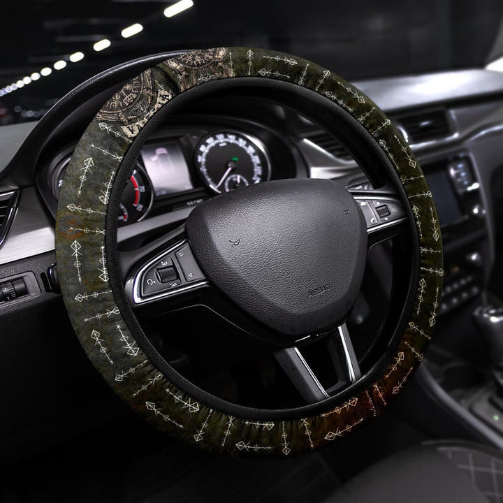 Abstract Viking Steering Wheel Cover Viking Car Accessories Custom For Fans AT22082504