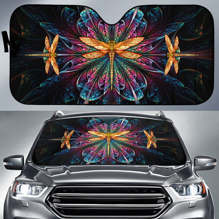 Abstract Dragonfly Car Sun Shade Mandala Car Accessories Custom For Fans AA22090504