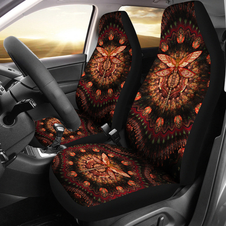 Abstract Dragonfly Car Seat Covers Mandala Car Accessories Custom For Fans AA22090502