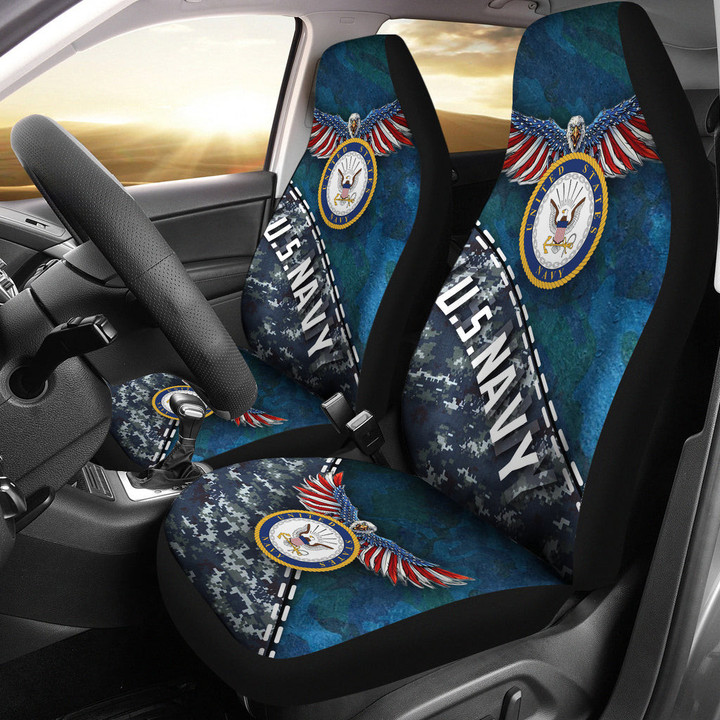 United States Navy Car Seat Covers US Armed Forces Car Accessories Custom For Fans AA22090903