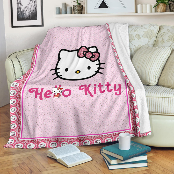 Hello Kitty Fleece Blanket Cartoon Home Decor Custom For Fans AA22090603