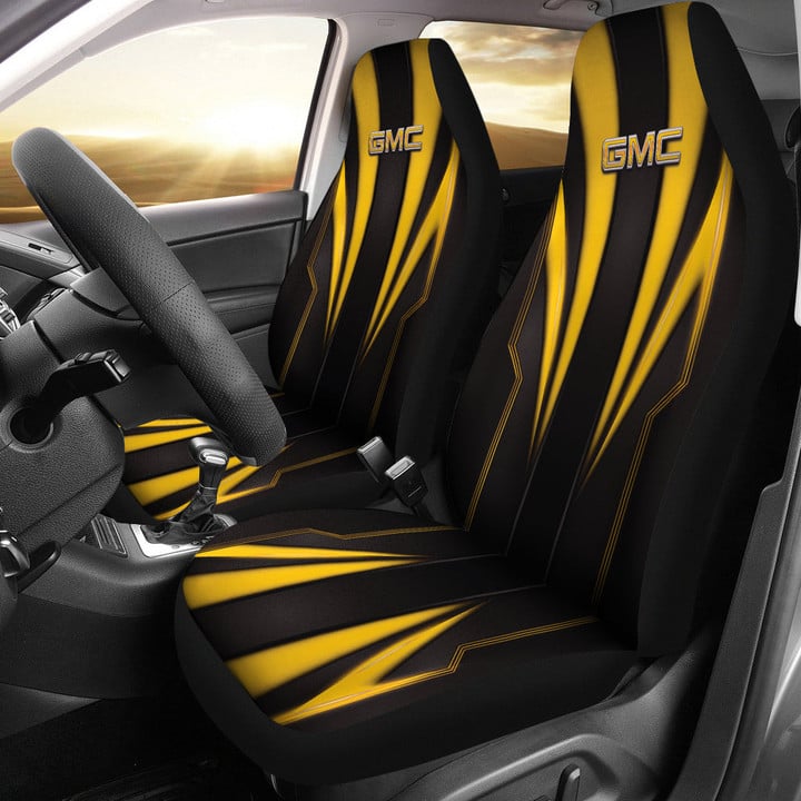 GMC Yellow Logo Car Seat Covers Metal Abstract Car Accessories Ph220913-013