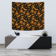 Halloween Tapestry | Orange Pumpkin Skull Bat Spider Symbols Tapestry Home Decor