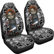 Halloween Car Seat Covers | Scary Chucky Doll With Knife Horror Background Seat Covers
