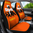 Fire Force Anime Car Seat Covers Characters Silhouette Fighting Orange Yellow Text Seat Covers