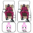Squid Game Movie Car Floor Mats Cool Round Squid Worker Sitting On The Chair Watching Car Mats