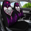 Valentine Car Seat Covers - I Love You Purple Skull Heart With Wings Seat Covers