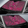 Valentine Car Sunshade Skeleton Hands In Melting Heart Valentine Pink Text Sun Shade