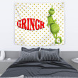 Christmas Tapestry | Grinch Smiling Stand Up Against Text Twinkle Stars Tapestry Home Decor NT101102
