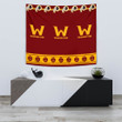 American Football Team Tapestry - Washington W And Rugby Ball Patterns Tapestry Home Decor