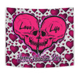 Valentine Tapestry Couple Skull Love Life Happy Valentine Day Pink Heart Patterns Tapestry Home Decor NT121101