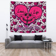 Valentine Tapestry Couple Skull Love Life Happy Valentine Day Pink Heart Patterns Tapestry Home Decor NT121101