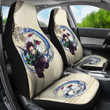 Demon Slayer Anime Car Seat Covers - Tanjiro Fighting Water Power Wave Vintage Background Seat Covers
