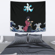 Demon Slayer Anime Tapestry - Giyuu Standing In Water Blue Wave Tapestry Home Decor