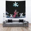 Demon Slayer Anime Tapestry - Giyuu Standing In Water Blue Wave Tapestry Home Decor