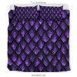 Purple Egg Skin Dragon Pattern Print Duvet Cover Bedding Set