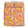 Pink Banana Pattern Print Duvet Cover Bedding Set