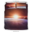 Sun Galaxy Space Earth Print Duvet Cover Bedding Set