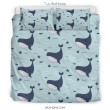 Humpback Whale Print Pattern Duvet Cover Bedding Set