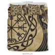 Viking Boat Drakkar Vegvisir Print Duvet Cover Bedding Set