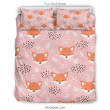Pink Fox Pattern Print Duvet Cover Bedding Set