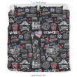 New York Love Pattern Print Duvet Cover Bedding Set