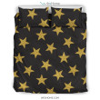 Gold Glitter Star Pattern Print Duvet Cover Bedding Set