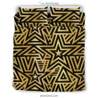 Gold Star Pattern Print Duvet Cover Bedding Set