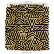 Gold Star Pattern Print Duvet Cover Bedding Set