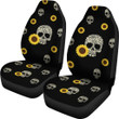 Horror Movie Floral Skull With Sunflower Patterns Car Seat Covers