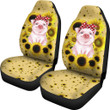 Pig With Sunflower Car Seat Covers Animal Car Accessories Custom For Fans AA22091502