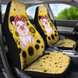 Pig With Sunflower Car Seat Covers Animal Car Accessories Custom For Fans AA22091502