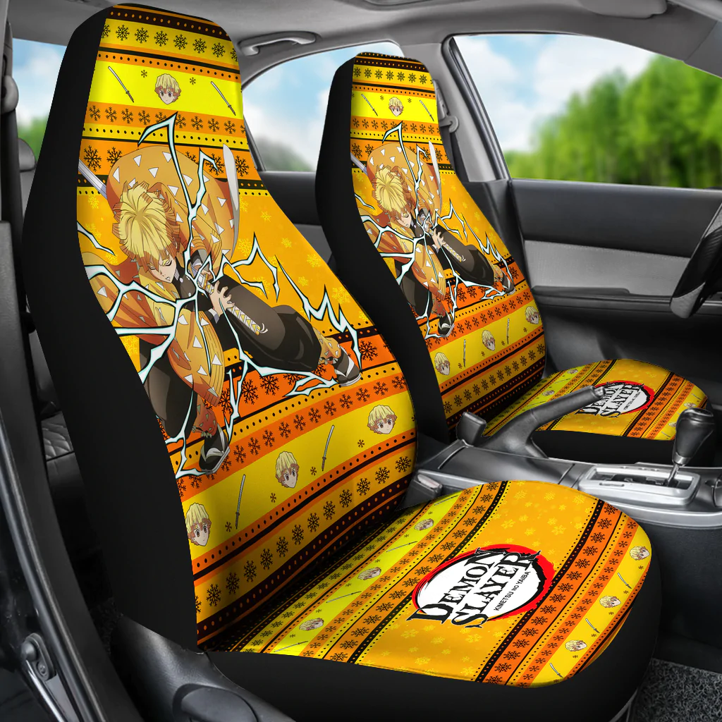 Agatsuma Zenitsu Demon Slayer Car Seat Covers Anime Car Accessories Custom For Fans AA22110201